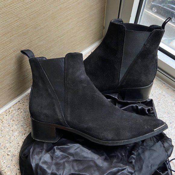 Acne Studios Jensen Suede Western Chelsea Pointed Toe Boot Black Women's EUR 37/ - Picture 1 of 8